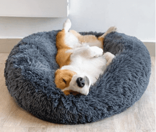 PetJett Donut-Hundebett – Flauschiges Plüschbett, Rutschfeste Unterseite, Waschbar